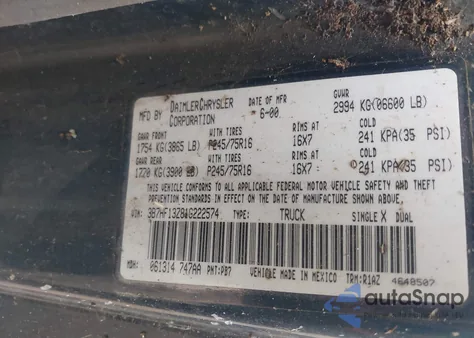 2001 Dodge Ram 1500 St из США, поврежденный, VIN 3B7HF13Z81G222574